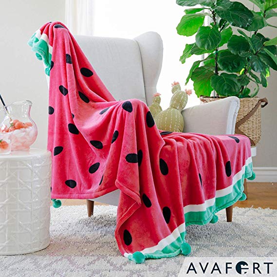 AVAFORT Velvet Plush Home Fleece Throw Blanket (Watermelon, 50" x 60")