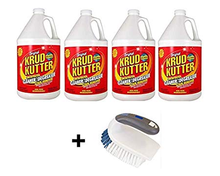 Krud Kutter Cleaner & Degreaser, (4-Pack) 1 Gal with 2-In-1 Iron Handle Brush (BUNDLE SET)