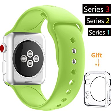 For Apple Watch Band, Acytime Durable Soft Silicone Replacement iWatch Band Sport Style Wrist Strap for Apple Watch Band Series 3 Series 2 Series 1 Sport, Edition ((New) Grass Green, 42mm-M / L)