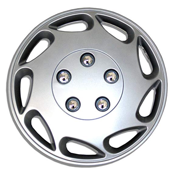 TuningPros WSC-807S15 Hubcaps Wheel Skin Cover 15-Inches Silver Set of 4