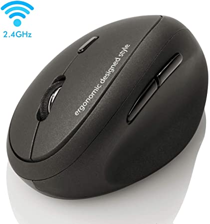 SANWA 2.4G Wireless Ergonomic Mouse, Optical Vertical Mice, for Small Hands, Reduce Wrist Strain, (800/1200/1600 Adjustable DPI, 6 Buttons) Compatible with MacBook, Laptop, Windows, Mac OS, GMAERGW17