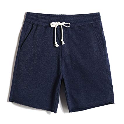 CALOLEYNG Mens Cotton 8" Casual Lounge Fleece Shorts Pockets Jogger Athletic Gym Sweat Shorts