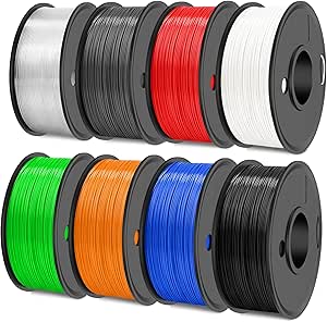 SUNLU TPU 3D Printer Filament 1.75mm, High Speed 95A TPU Filament Bundle, Flexible 3D Filament for Fast Printing, 250G Spool, 8 Rolls, 2KG in Total, Black White Grey Red Transparent Blue Green Orange