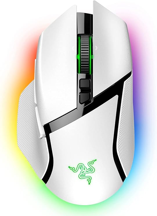 Razer Basilisk V3 Pro - Customizable Wireless Gaming Mouse with Razer HyperScroll Tilt Wheel (Focus Pro 30K Optical Sensor, 13-Zone Chroma Lighting, 10 1 Programmable Buttons) White