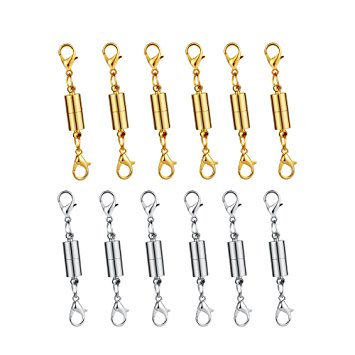 Dsmile Pack of 12pcs Gold Color and Silver Color Magnetic Lobster Clasp for Jewelry Necklace Bracelet