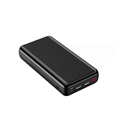 Yoobao Portable Charger 20000mAh Power Bank External Battery Charger Pack Powerbank Cell Phone Battery Backup Charger Triple Input & Dual Output Compatible iPhone X 8 7 Plus,iPad Tablet & More - Black