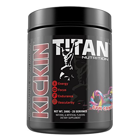 KICKIN- Concentrated pre-workout juggernaut-50 servings-increase focus and sustained energy with Beta Alanine and Citruline Malate (Gym Candy)