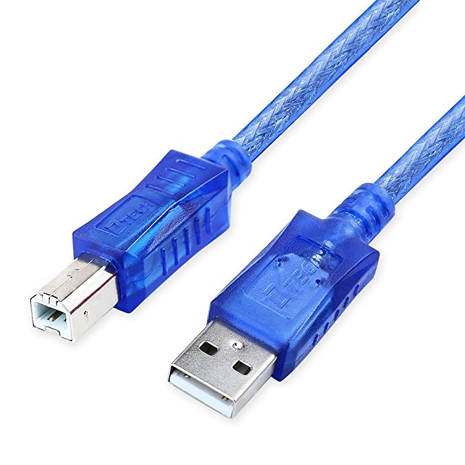 DTech USB 2.0 Printer Cable A Male to B Male Port Shielded Wire (6ft - Blue)