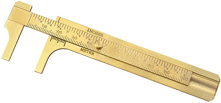 QWORK 4 Inch Vernier Caliper, Brass Sliding Double Scale Handy Sliding Gauge Ruler Measuring Tool