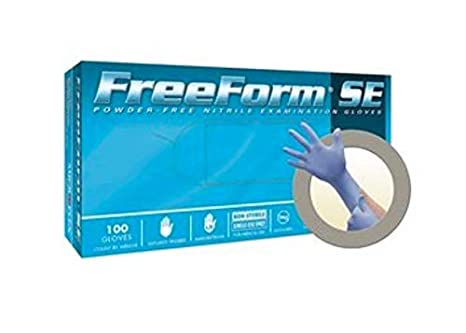 Microflex Freeform SE Exam Gloves, PF Nitrile, Textured Fingers, Blue, Medium (Pack of 100)