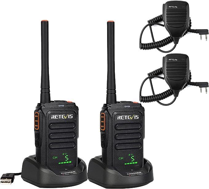 Retevis RB38V Walkie Talkies Rechargeable, MURS Radio with Mic, Long Range Two Way Radio,NOAA,1500mAh Battery, for Adults Hunting Mountains Camping(2 Pack)