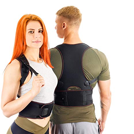 VOSMAE Posture Corrector Back Brace for Woman Men - Improve Universal Comfortable Large Fully Adjustable Spine Corrector - Clavicle Support Improve Bad Posture Shoulder Alignment and Pain Relief (L)