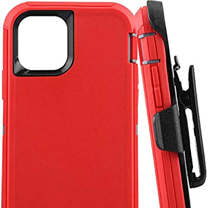 Defender Case for iPhone 11(6.1 Inch),[NO Screen Protector][Heavy Duty][Drop Protection] Tough Case Multiple Layers - Red