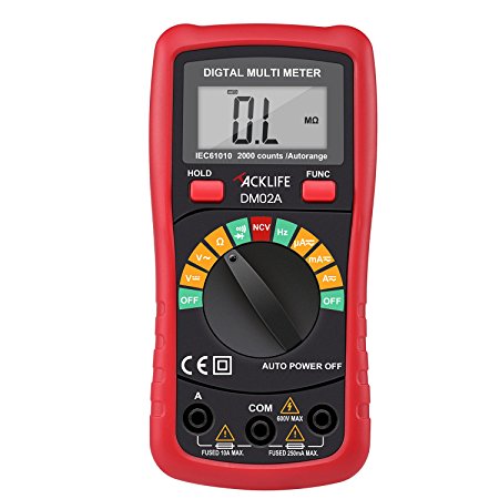 Tacklife DM02A Digital Multimeter Auto-Ranging Multi Tester with Non Contact Voltage Test Volt Amp Ohm Meter with Diode and Continuity Test