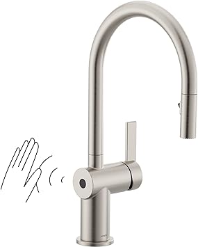 Moen 7622EWSRS CIA Motionsense Wave Sensor Touchless One Handle Pulldown Kitchen Faucet Featuring Power Clean, Spot Resist Stainless