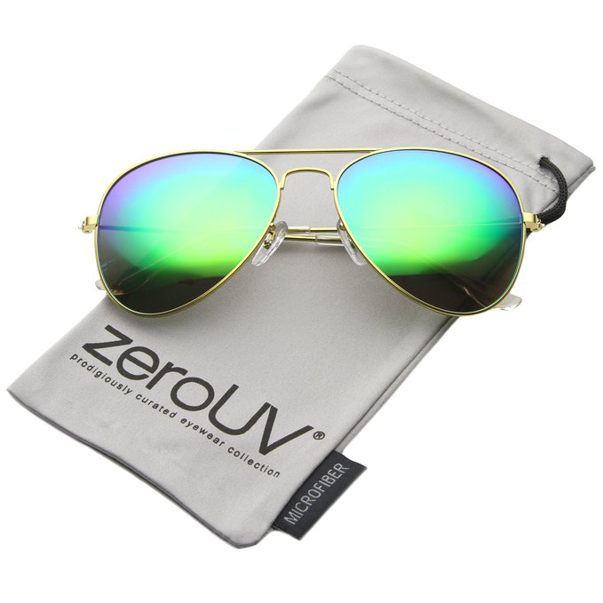 zeroUV - Premium Flash Mirror Lens Aviator Sunglasses (Nickel Plated Metal Frame)