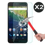 2 Pack Nexus 6P Screen protector OMOTON 026 mm 25D Tempered Glass Screen Protector for GoogleHuawei Nexus 6P with 9H Hardness Crystal Clear Scratch Resist No-Bubble Easy Install