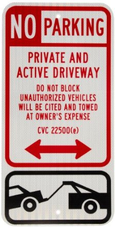 SmartSign 3M High Intensity Grade Reflective Sign, Legend "No Parking - Private and Active Driveway" with Graphic, 24" high x 12" wide, Black/Red on White