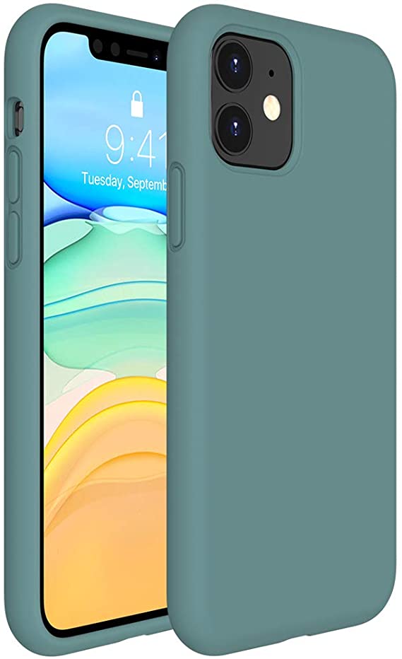 Miracase Liquid Silicone Case Compatible with iPhone 11 6.1 inch(2019), Gel Rubber Full Body Protection Shockproof Cover Case Drop Protection Case (Midnight Green)