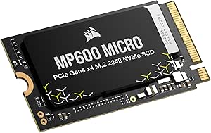 Corsair MP600 Micro 2TB M.2 NVMe PCIe x4 Gen4 SSD – M.2 2242 – Up to 7,000MB/sec Sequential Read – High-Density 3D TLC NAND – Compatible with Lenovo Legion Go and Thin PCIe 4.0 Laptops – Black