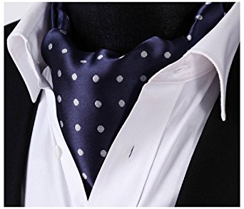 SetSense Men's Polka Dot Jacquard Woven Self Cravat Tie Ascot