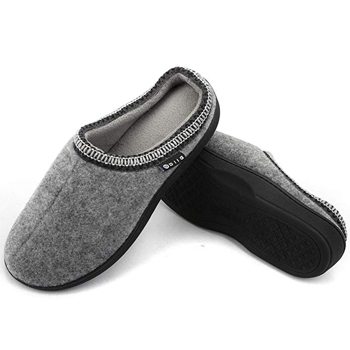 diig Soft Warm Slippers for Men - Non-Slip Memory Foam Comfy House Shoes, Indoor & Outdoor, Gray Navy