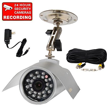 VideoSecu Outdoor CCD CCTV Infrared Weatherproof Bullet Surveillance Camera Night Vision Video 420 TVL 6mm Lens with Bonus Power Supply, Video Power Cable and Free Secuirty Warning Decal 1T1