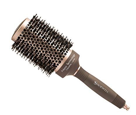 Roewell Thermal Ceramic Ionic Round Barrel Anti-Static Hair Brush with Boar Bristle, Roller Hairbrush for Blow Drying, Curling, Straightening, Add Volume & Shine (3.3 inch overall(2 inch barrel))