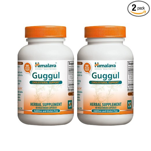 Himalaya Pure Herbs Guggul, Cholesterol Support, 7.5 mg Guggulsterone, 60 Vegetarian Capsules,  (Pack of 2)