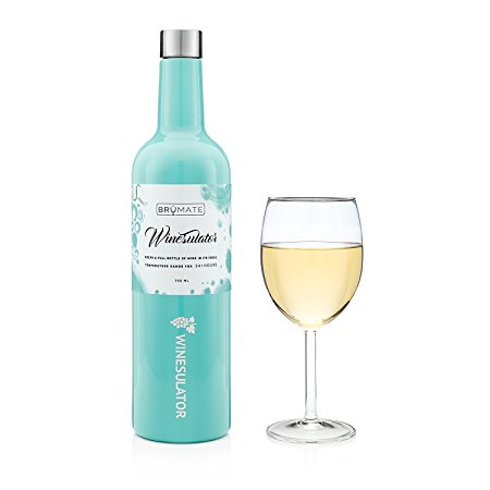 BrüMate Winesulator Vacuum Insulated Stainless Steel Wine Bottle Insulated Decanter Wine Cooler Wine Chiller Wine Canteen, Wine Growler, Bridesmaid Gift, Keeps Wine Cold For 24 Hours (Tiffany Blue)