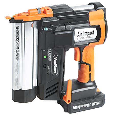 VonHaus 2 in 1 Cordless Brad Nailer & Stapler Kit - Includes 2Ah 18V Li-Ion Battery, Charger & 200 Nails/Staples