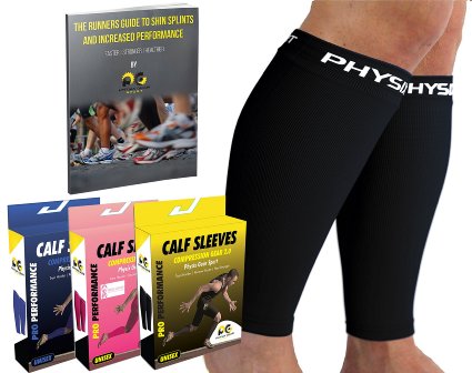 Calf Compression Sleeve for Men and Women - Shin Splints - Support Stockings - Running Gear Basketball Lycra tights -FREE EBOOK- Best Footless Socks - Circulation for Runners Calves and Leg Cramps Remedy