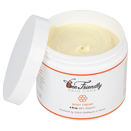 Organic Body Cream 100% All Natural & 85% Organic Premium Moisturizing Cream For Dry Skin, Eczema or Psoriasis By BeeFriendly, Maximum Hydration, Skin Healing & Cell Regeneration for Men or Women