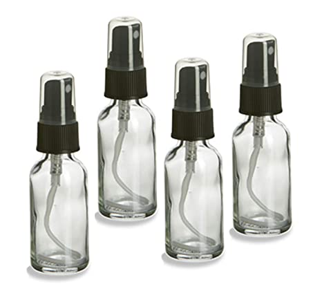 Glass Fine Mist Spray Bottle Set Of 4, Refillable Bottles Perfect For Cleaning, Sanitizing, Bug, Perfume Solutions & More 2oz Each