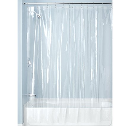 InterDesign Mold and Mildew-Resistant EVA 5.5 Gauge Shower Curtain Liner, 72" x 96"  Extra Long, Clear