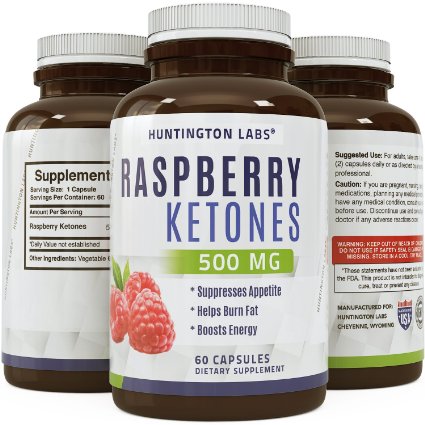Pure Raspberry Ketones - Weight Loss and Energy Supplement - Natural Fat Burner, Highest Quality Raspberry Extract ★ Appetite Suppressant ★ Recommended By Experts, USA Made By Huntington Labs