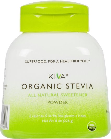 Kiva Organic Stevia Powder Natural Sweetener - Non-GMO Vegan Zero-Calories- Sugar Free NO AFTERTASTE and GROWN IN USA 8-Ounce