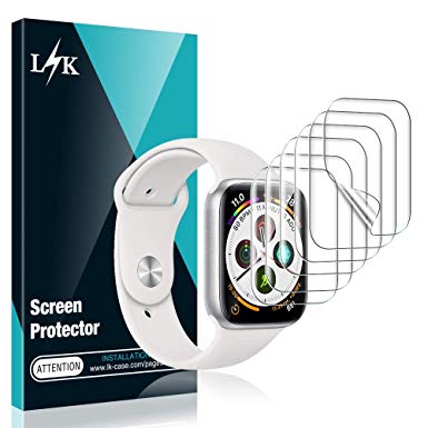 L K 6 Pack Screen Protector for Apple Watch 44mm Series 4/5 and 42mm Series 1/2/3, HD Clear Flexible Premium TPU Film Not Glass [Case Friendly] [Bubble-Free] [No Lifted Edges] TPU Soft Film