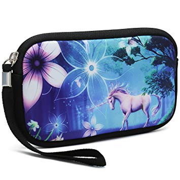 Unisex Portable Washable Travel All Smartphone Wristlets Bag Clutch Wallets, Change Purse,Pencil Bag,Cosmetic Bag Pouch Coin Purse Zipper Change Holder With Strap (Cute Unicorn)