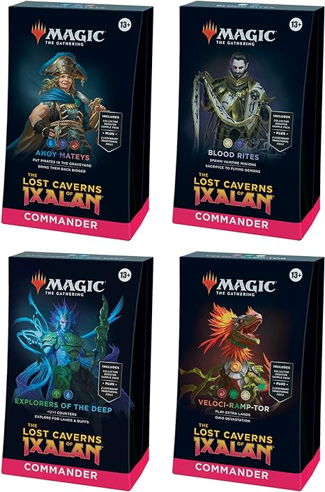 Magic: The Gathering The Lost Caverns of Ixalan Commander Deck Bundle – Includes All 4 Decks (Ahoy Mateys, Blood Rites, Explorers of The Deep, Veloci-ramp-tor)