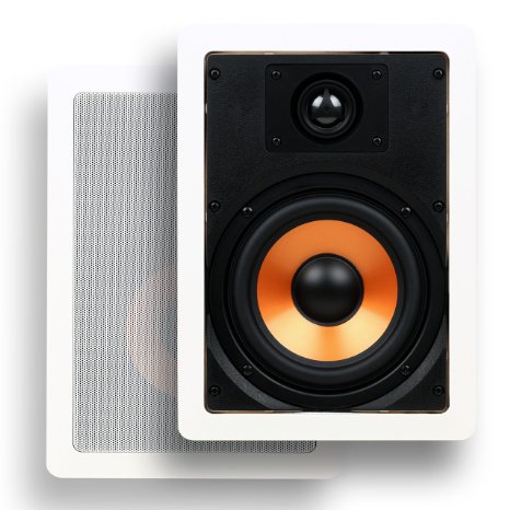 Micca M-6S 6.5-Inch 2-Way In-Wall Speaker with Pivoting 1-Inch Silk Dome Tweeter, White
