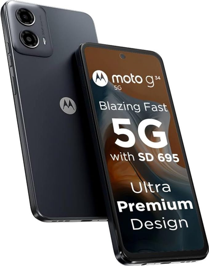 Motorola G34 5G (Charcoal Black, 8GB RAM, 128GB Storage)
