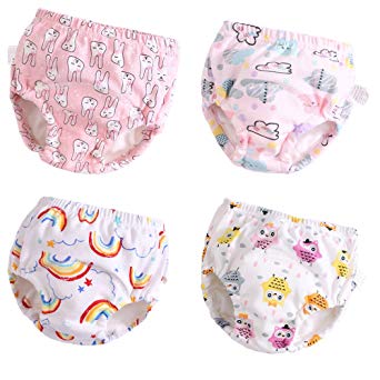 U0U 4 Pack Toddler Potty Training Pants 6 Layered Cotton Training Underwear for Toddlers Girls Boys