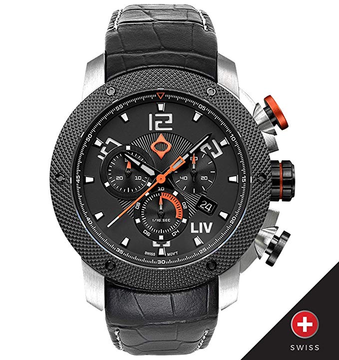 LIV Watches Genesis X1 Steel & Black IP Bezel Watch - Silicone Band