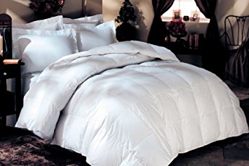 GOOSE DOWN COMFORTER - 1200 Thread-Count QUEEN Size Siberian GOOSE DOWN Comforter, WHITE SOLID, 100% Egyptian Cotton 750FP, 50Oz