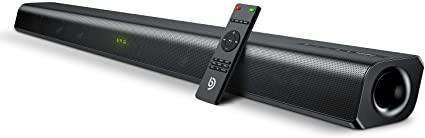 Sound Bar, Bomaker 2.0 Sound Bar with Built-in Subwoofer, Bluetooth 5.0 Soundbar for TV, 120dB, DSP and 3D Surround Sound, Deep Bass, 6 EQ Modes, HDMI ARC/Optical/AUX/USB Input