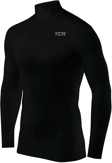 TCA Boys' HyperFusion Compression Base Layer Top Long Sleeve Under Shirt - Mock Neck/Crew Neck