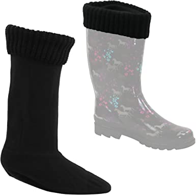 Snowy Magnolia Fleece Boot-liner With Knitted Cuff, 2-Pair