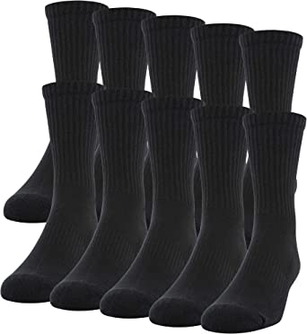 Gildan Men's Active Cotton Crew Socks, 10-pairs