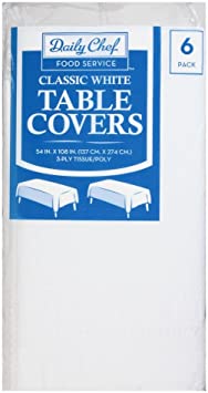 Daily Chef, 3-Ply Tissue Paper Table Covers, White (6ct.)